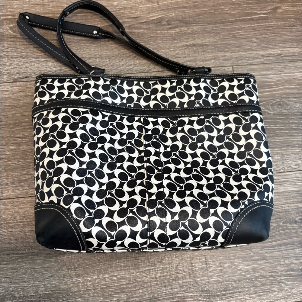 Coach Black and White Patterned Tote - Picture 2 of 7